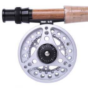 Kylebooker Fly Fishing Reel Large Arbor with Aluminum Body Fly Reel 3/4wt 5/6wt 7/8wt - Silver - 5/6wt