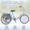 Adult Tricycle Trikes,3-Wheel Bikes,24 Inch Wheels 7 Speed Cruiser Bicycles with Large Shopping Basket for Women and Men - as Pic