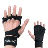 Weightlifting Fitness Gloves With Wrist Wraps; Silicone Gel Full Palm Protection; Gym Workout Gloves; Power Lifting Equipment - Black - M