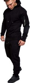 Men's Camouflage 2 Piece Sweatsuits Hoodie Jogging Athletic Tracksuit Sets - BLACK-L