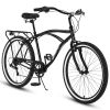 S26205 Adult Beach Cruiser Bike,7 Speed Bicycles, Multiple Colors,26" Inch Wheels, for Men and Women - as Pic