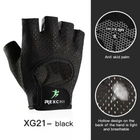 Breathable Fitness Gloves Gym Weightlifting Yoga Bodybuilding Training Sports Thin Non-slip Half Finger Cycling Gloves Equipment - Black XL - China