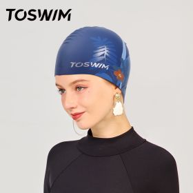 TOSWIM 1pc Women's Plus Size Comfy Waterproof Silicone Swimming Hat With Flower Pattern - Floral Pattern