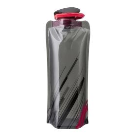 24oz Portable Foldable Sports Water Bottle For Outdoor Camping Hiking Backpacking Cycling Running - Black