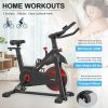 Indoor Cycling Exercise Bike Stationary, Home Gym Workout Fitness Bike with Comfortable Cusion, LCD Display and Hand Pulse - as Pic