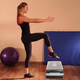 Step Platform Trainer Adjustable Workout Aerobic Stepper in Fitness Exercise for Home Gym - KM3529