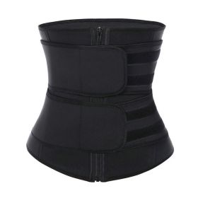 Workout Waist Trainers for Women Sweat Waist Trimmers Weight Loss Body Shaper - Double belt Black - S