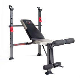 CAP Strength Standard Weight Bench with Leg Developer, 150lb upright weight capacity - black