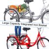 Adult Tricycle Trikes,3-Wheel Bikes,24 Inch Wheels 7 Speed Cruiser Bicycles with Large Shopping Basket for Women and Men - as Pic