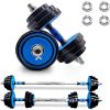 Adjustable Weights Dumbbells Set of 2, 44Lbs 2 in 1 Exercise & Fitness Dumbbells Barbell Set for Men Women - as picture