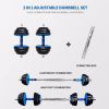 Adjustable Weights Dumbbells Set of 2, 44Lbs 2 in 1 Exercise & Fitness Dumbbells Barbell Set for Men Women - as picture