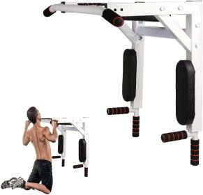 Wall Mounted Pull Up Bar Multi-Grip Dip Bar Multifunctional Power Tower Exercise Equipment Home Gym - KM3576