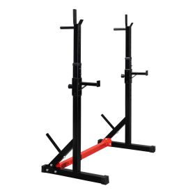 Home Indoor Fitness Adjustable Multi-function Barbell Stand Squat Bench Press Trainer - Black & Red