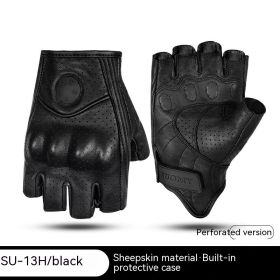 Retro Leather Motorcycle Half Finger Gloves