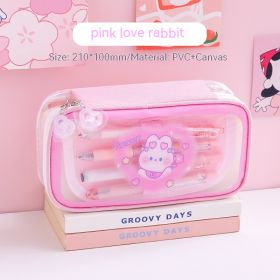 Cartoon Transparent Colorful Large Capacity Pencil Case